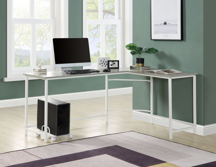 66" Gray and White L Shape Computer Desk