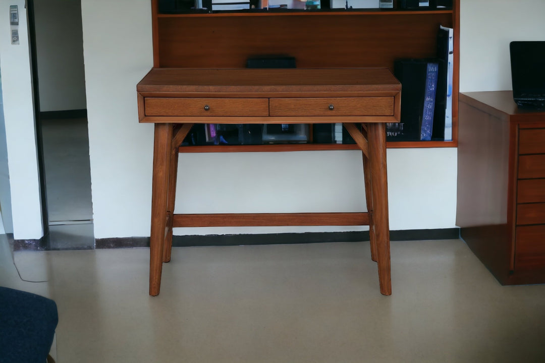 36" Brown Solid Manufactured Wood Writing Desk with Two Drawers