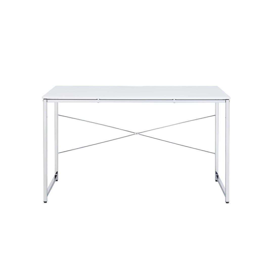 47" White and Silver Writing Desk