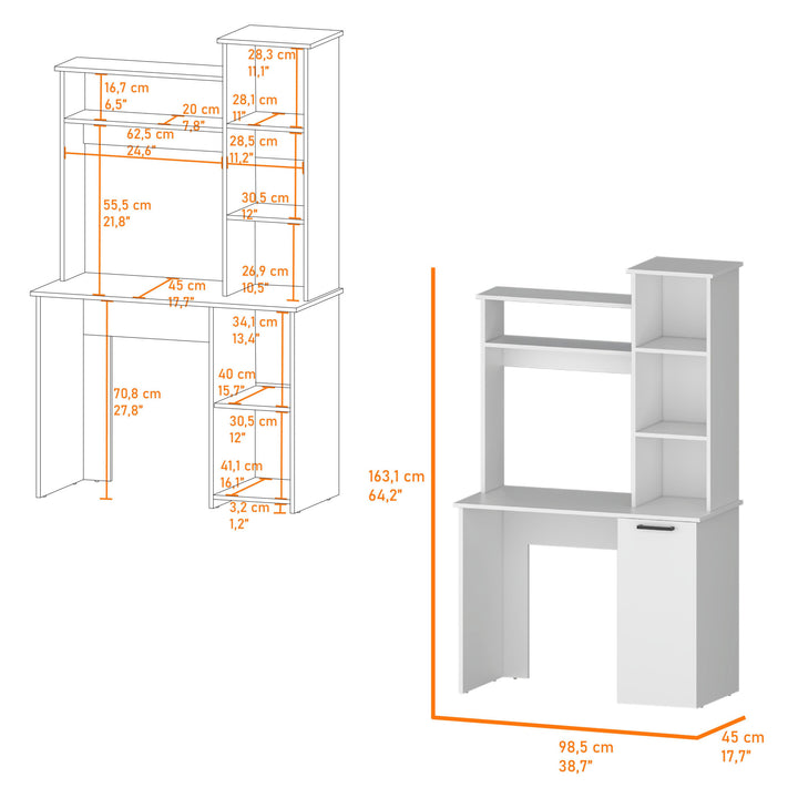 39" White Computer Desk