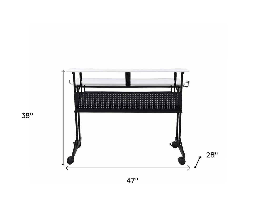 47" White and Black Computer Desk