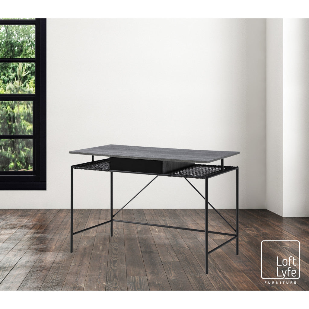 43" Gray and Black Writing Desk