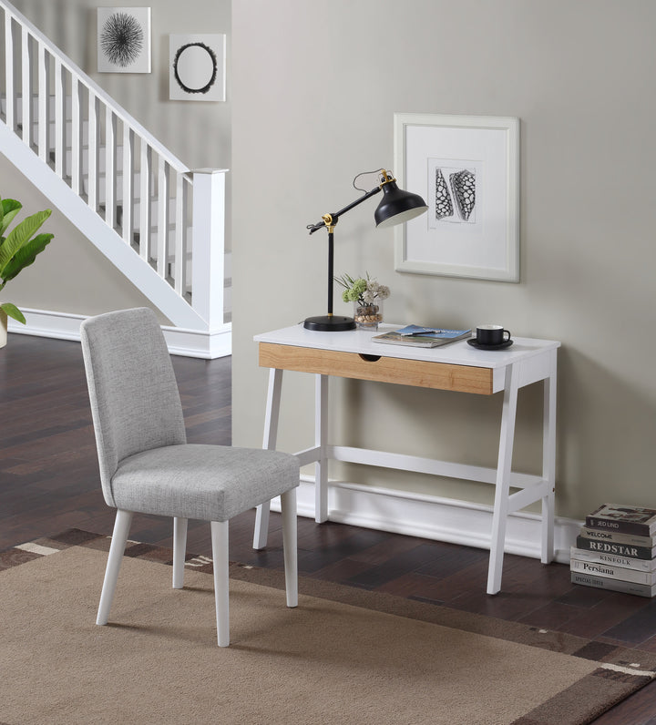 36" White and Natural Writing Desk