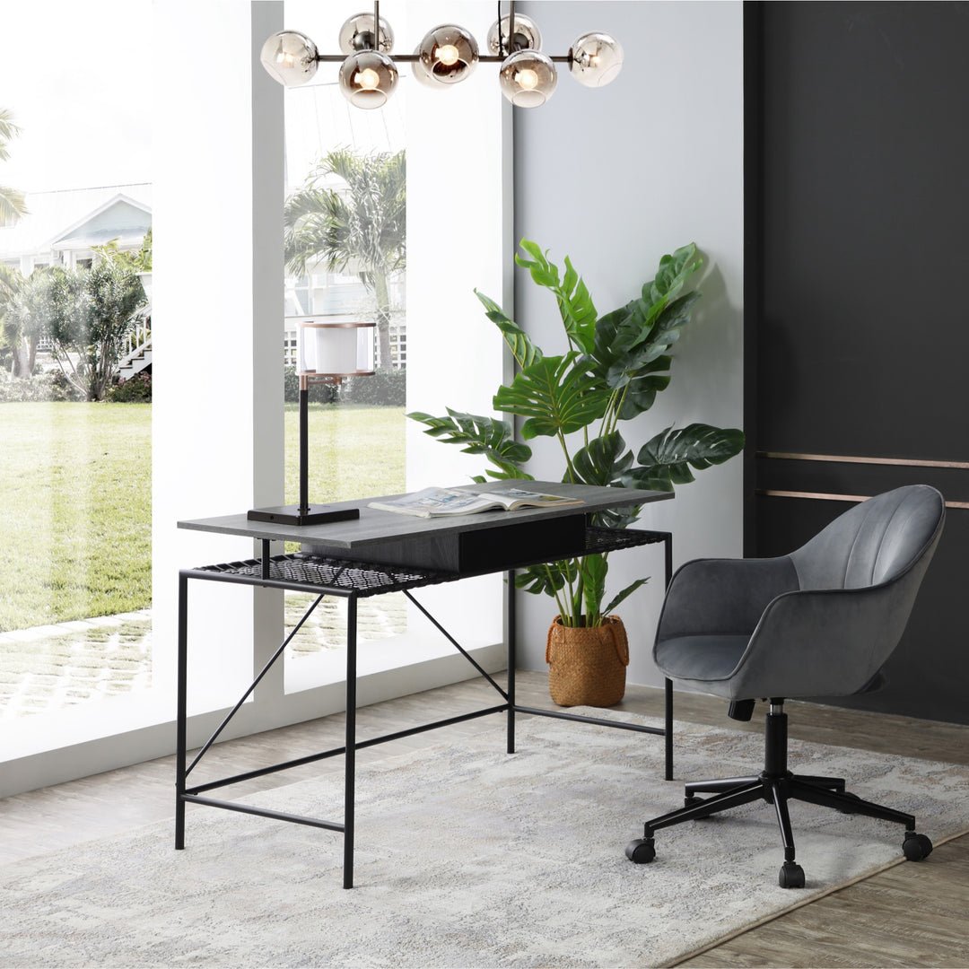 43" Gray and Black Writing Desk