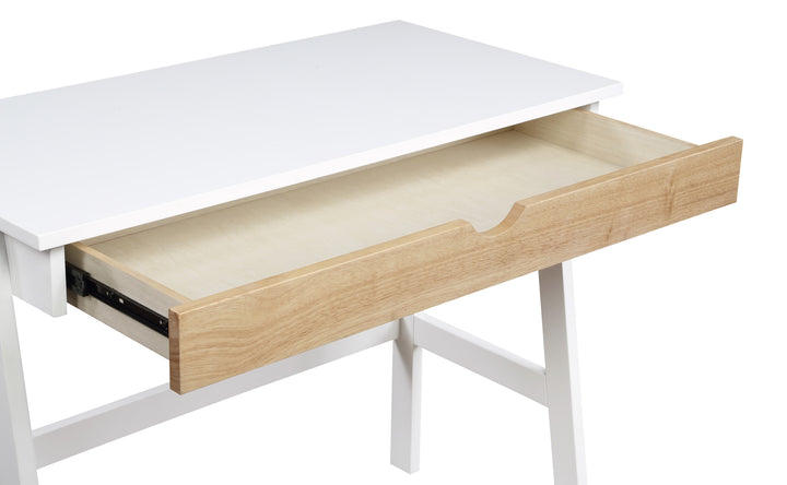 36" White and Natural Writing Desk