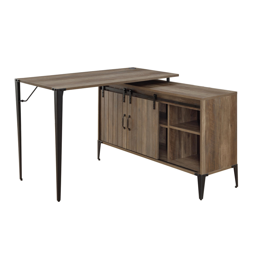 48" Brown and Black L Shape Writing Desk