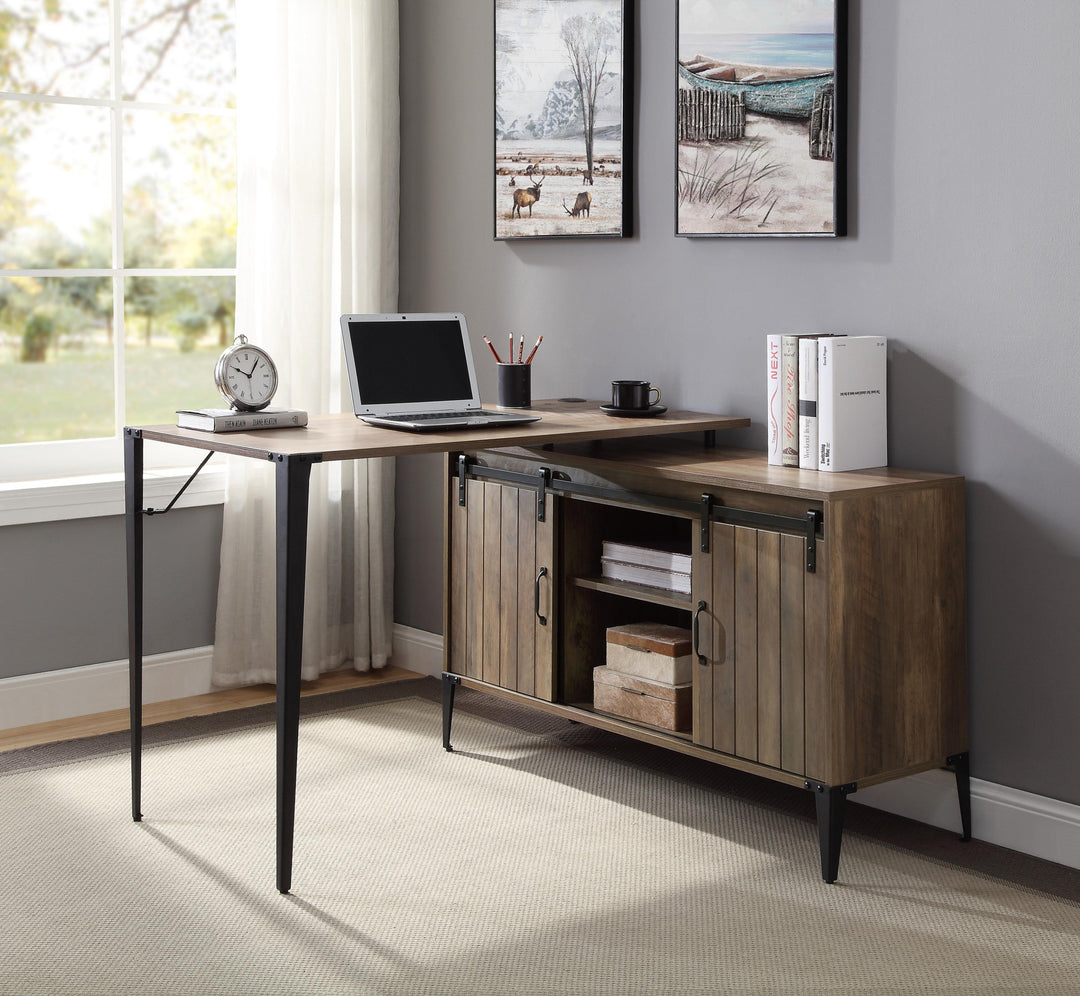 48" Brown and Black L Shape Writing Desk