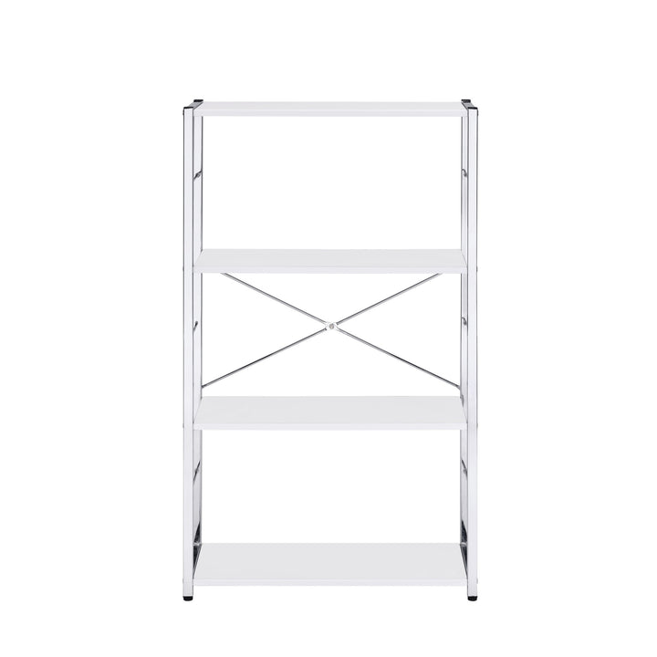 42" White Metal Four Tier Etagere Bookcase