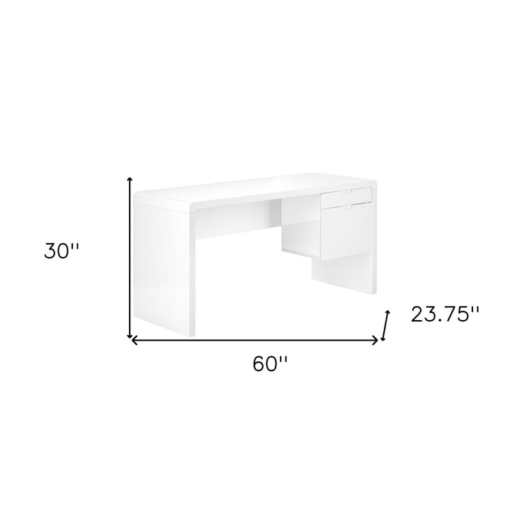 60" White Computer Desk