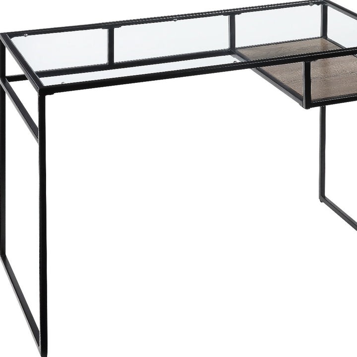 48" Clear and Black Glass Writing Desk