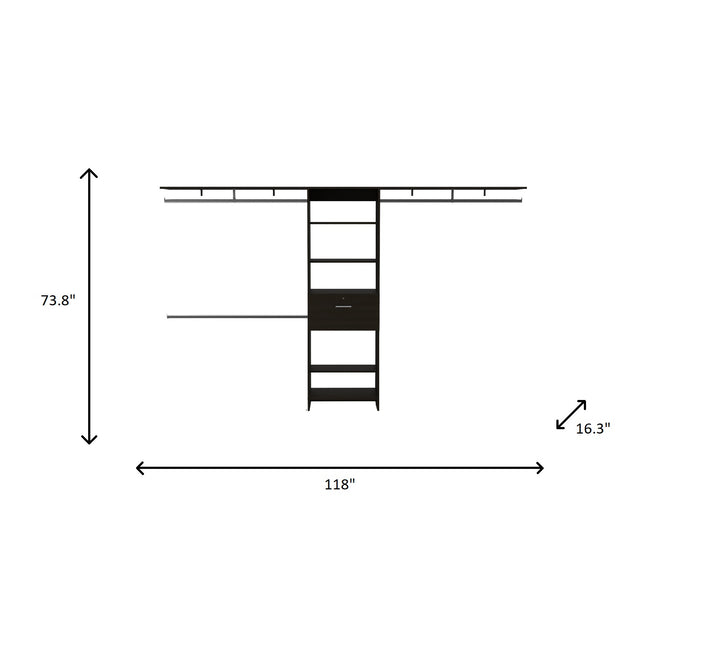 74"H Black and Stainless Adjustable Width Create a Closet System
