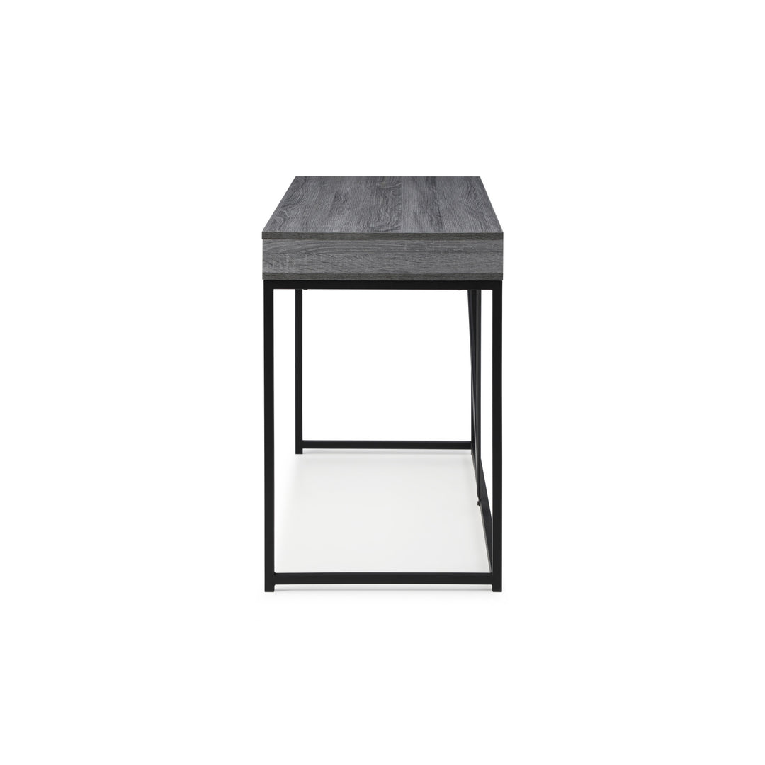 47" Gray and Black Writing Desk With Two Drawers