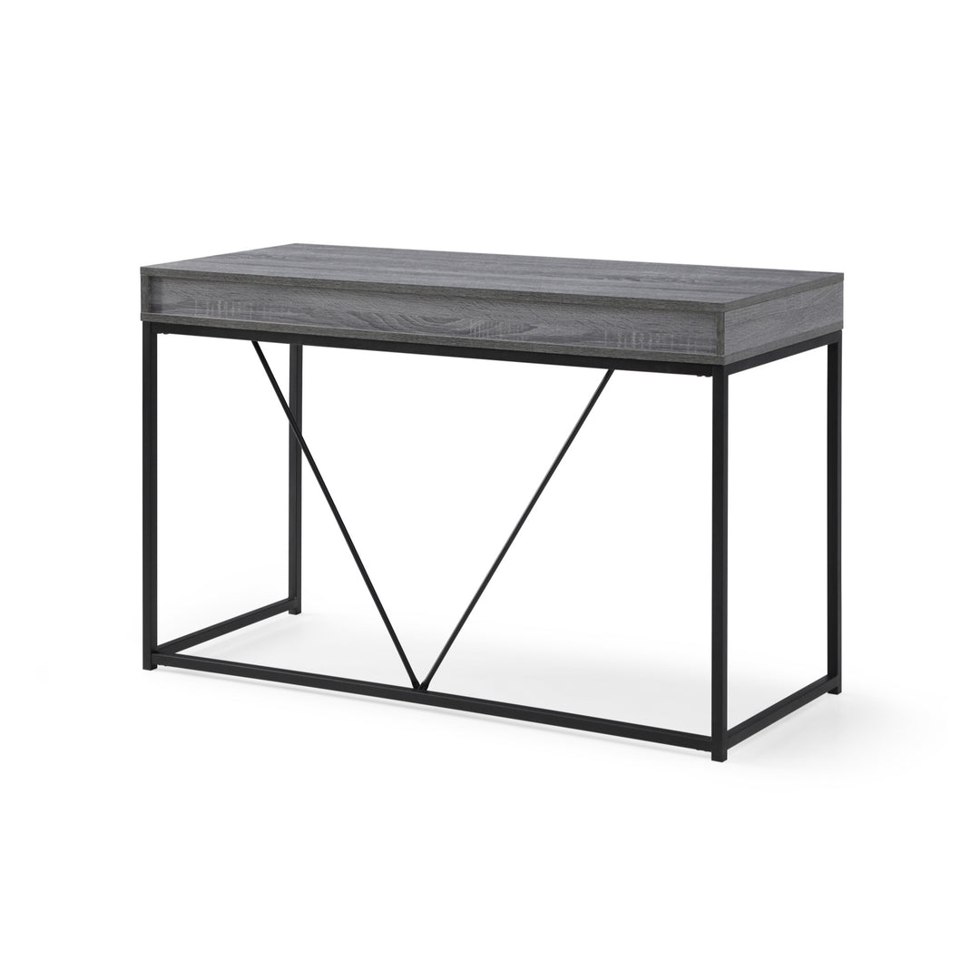 47" Gray and Black Writing Desk With Two Drawers