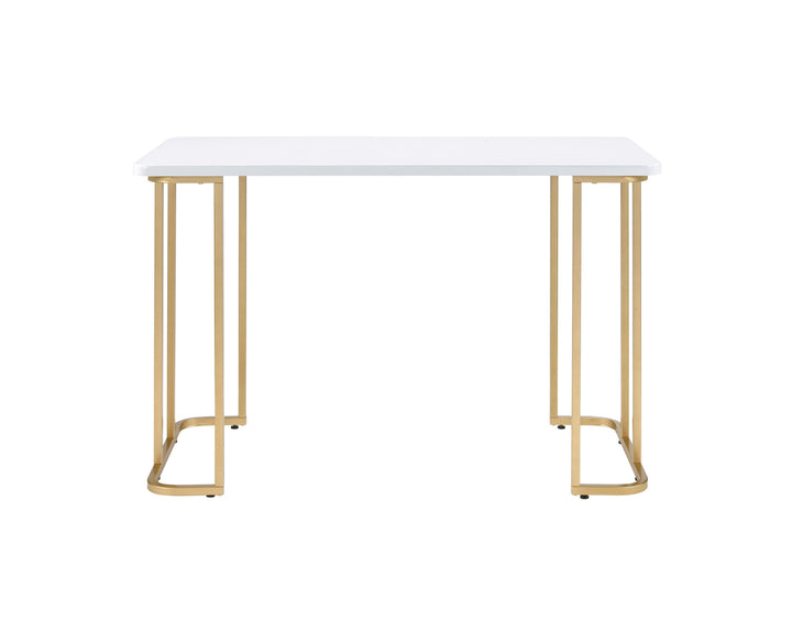 48" White and Gold Writing Desk