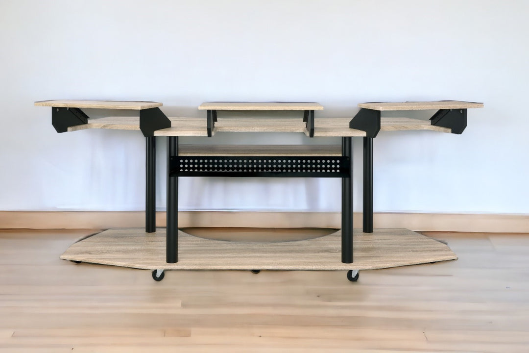 83" Natural and Black Unique Computer Desk