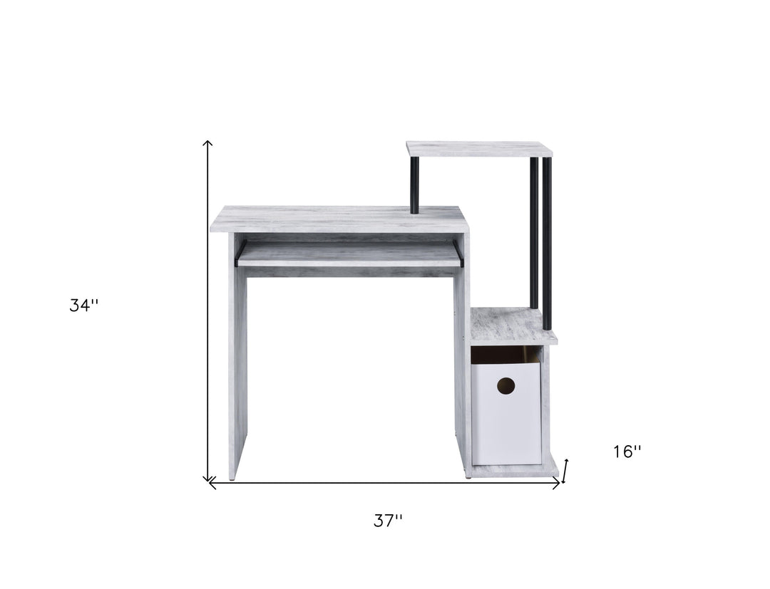 37" Antiqued White Computer Desk