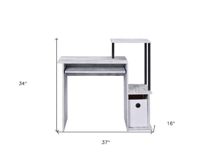 37" Antiqued White Computer Desk