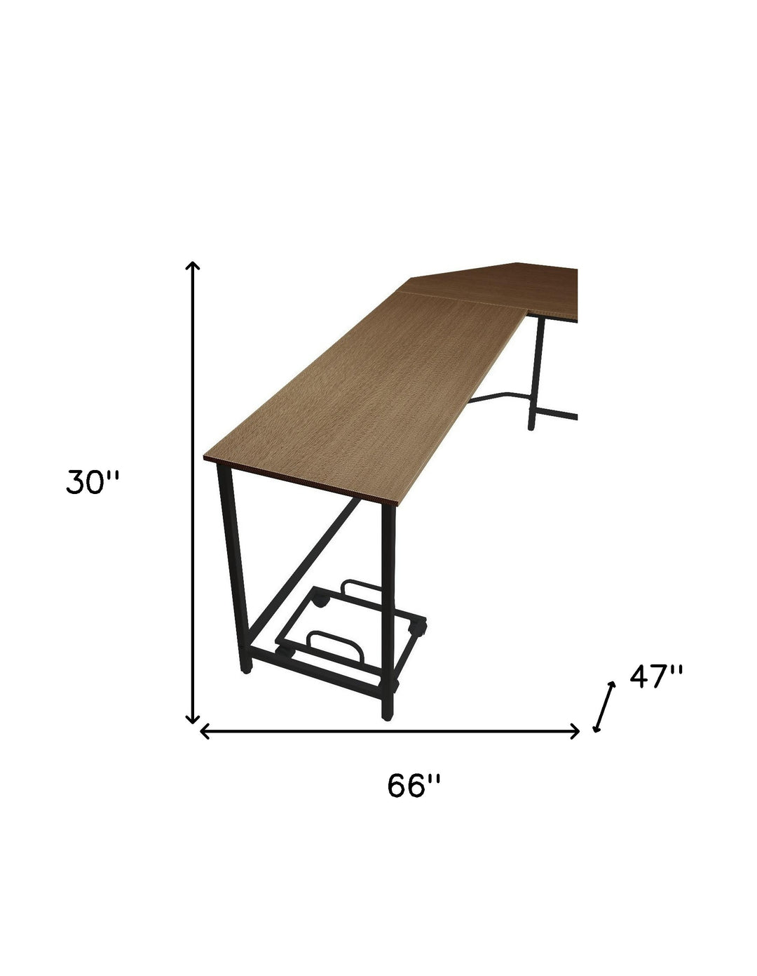 66" Brown and Black L Shape Computer Desk