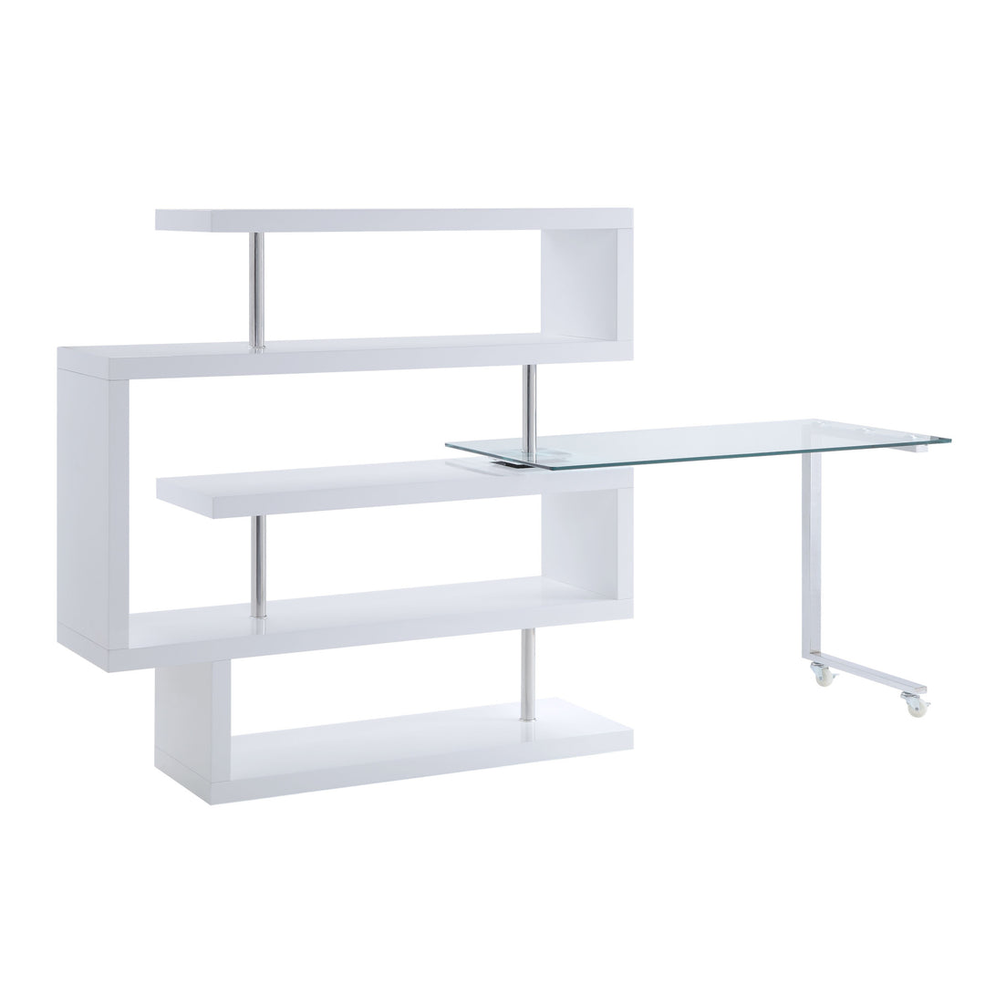 55" White L Shape Writing Desk