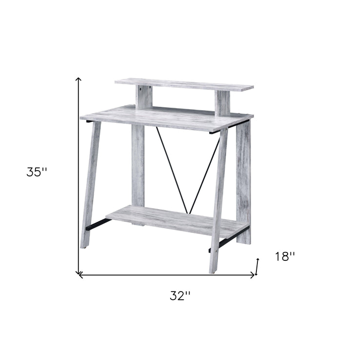 32" Antiqued White Writing Desk