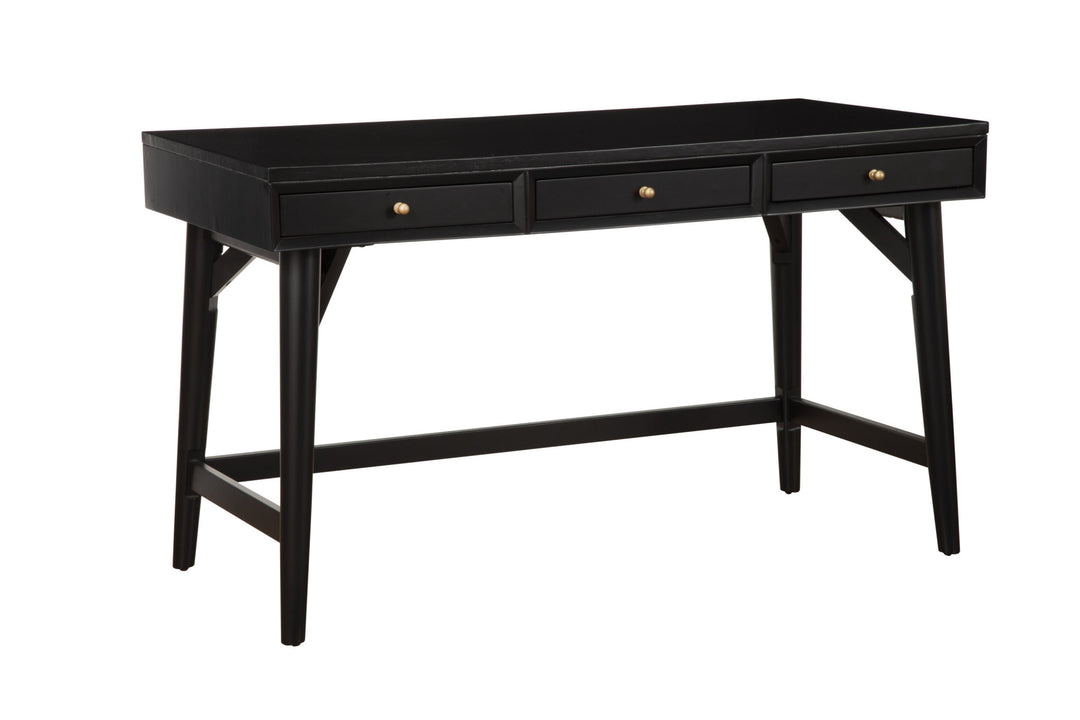 52" Black Solid Manufactured Wood Writing Desk with Three Drawers