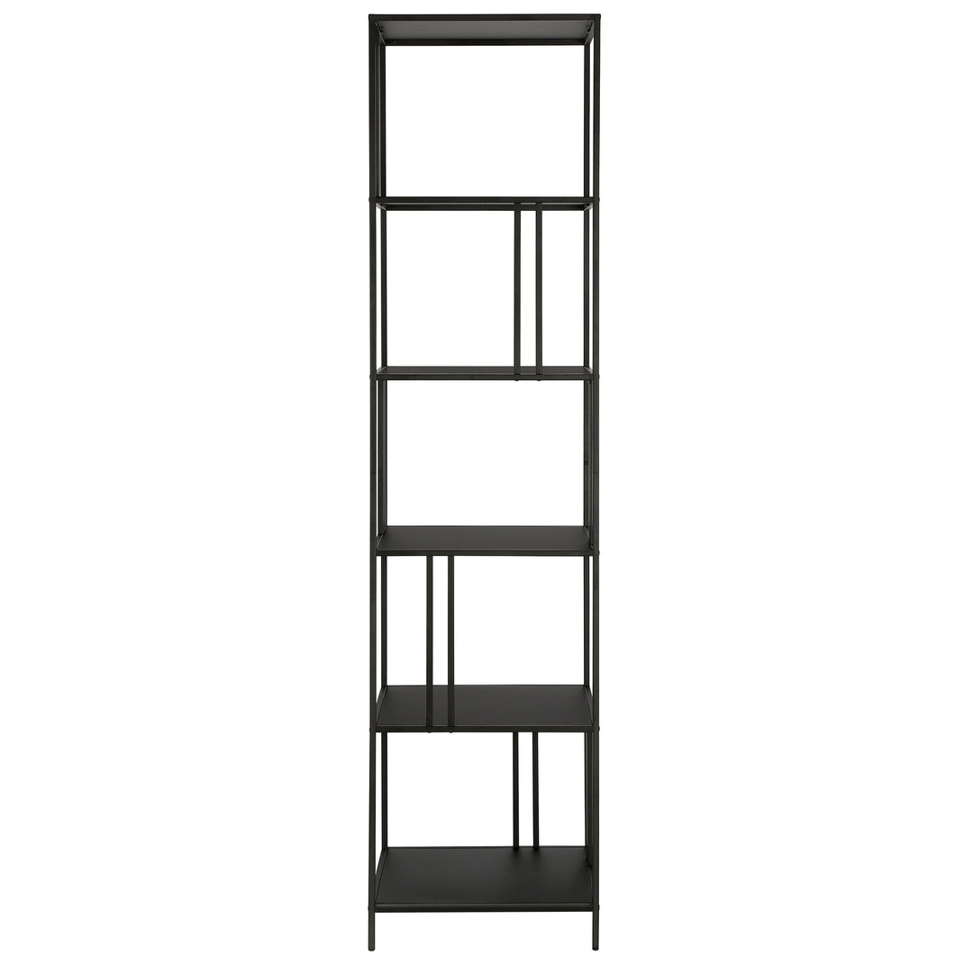 76" Black Metal Five Tier Etagere Bookcase