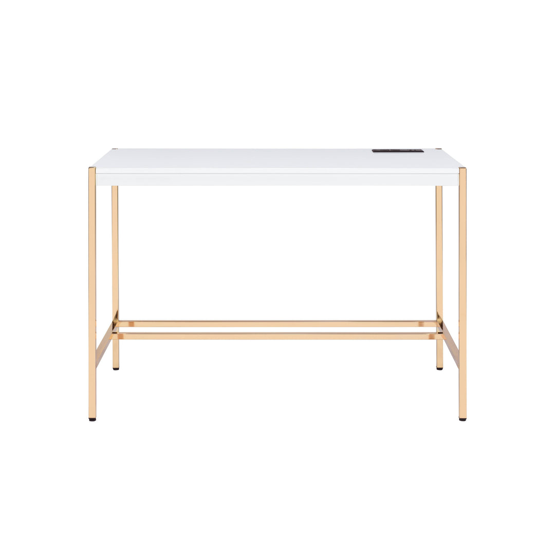 42" White and Gold Writing Desk