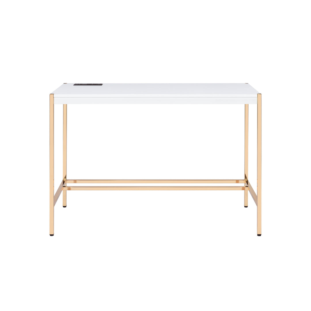 42" White and Gold Writing Desk