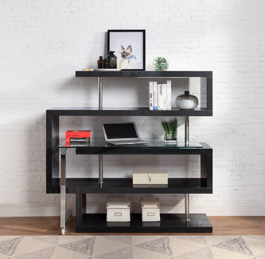 55" Black L Shape Writing Desk