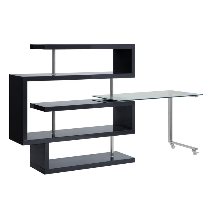 55" Black L Shape Writing Desk