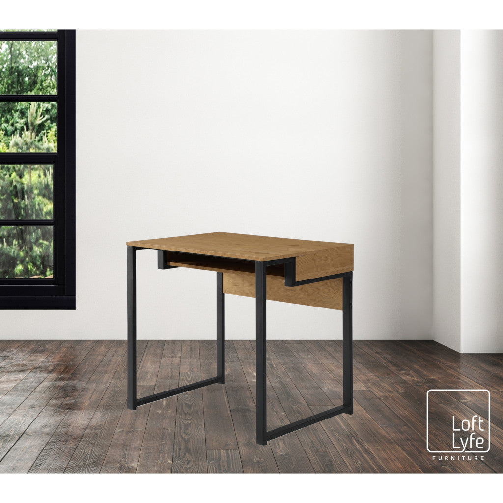 32" Natural and Black Writing Desk