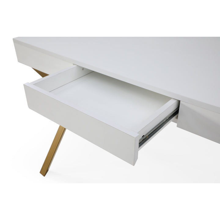 43" White and Gold Writing Desk