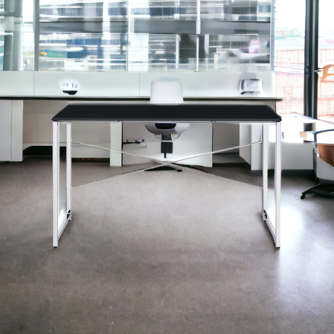 47" Black and Silver Writing Desk