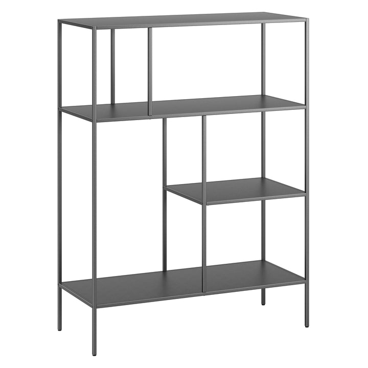 48" Gray Metal Four Tier Geometric Bookcase