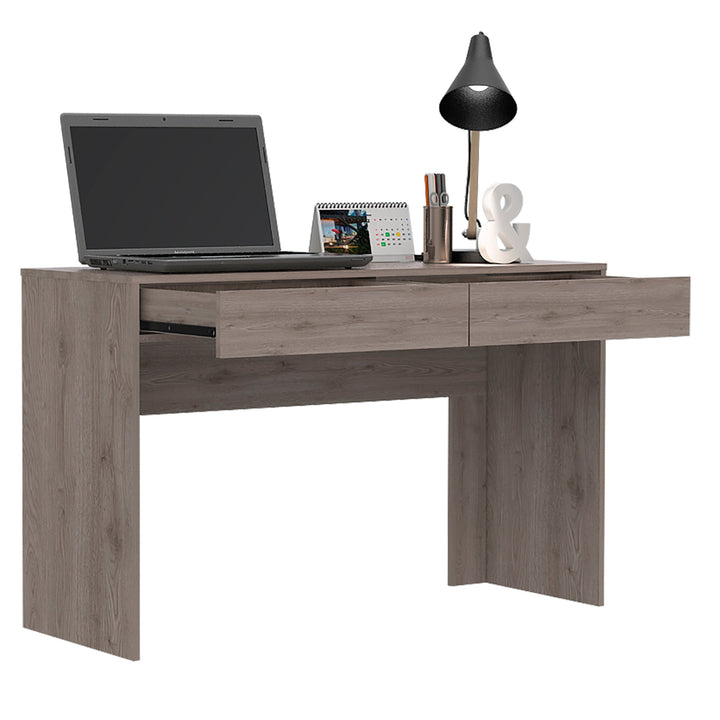 47" Light Gray and Brown Computer Desk With Two Drawers