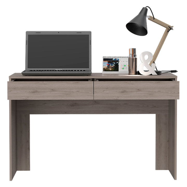 47" Light Gray and Brown Computer Desk With Two Drawers