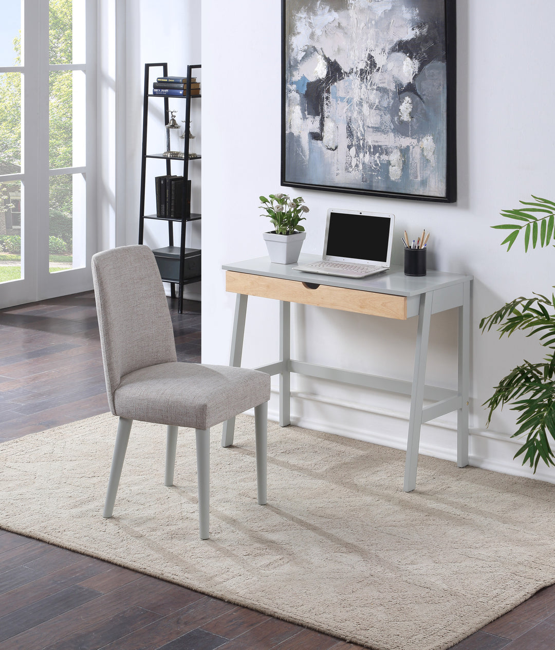 36" Gray and Natural Writing Desk