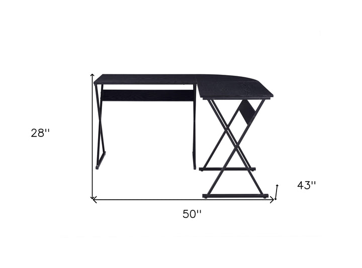 50" Black L Shape Writing Desk