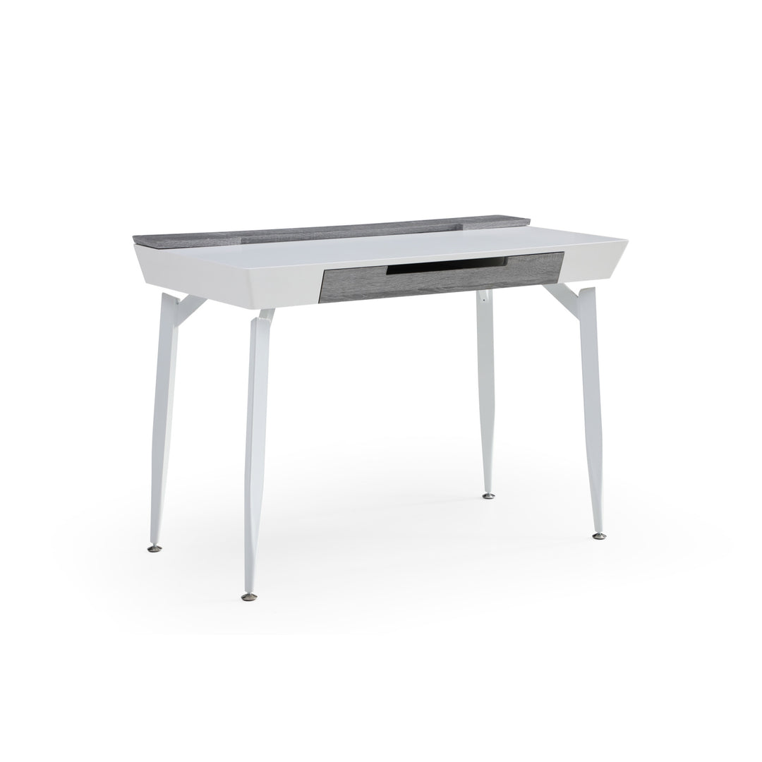 44" White and Gray Writing Desk With Three Drawers