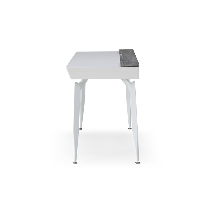 44" White and Gray Writing Desk With Three Drawers