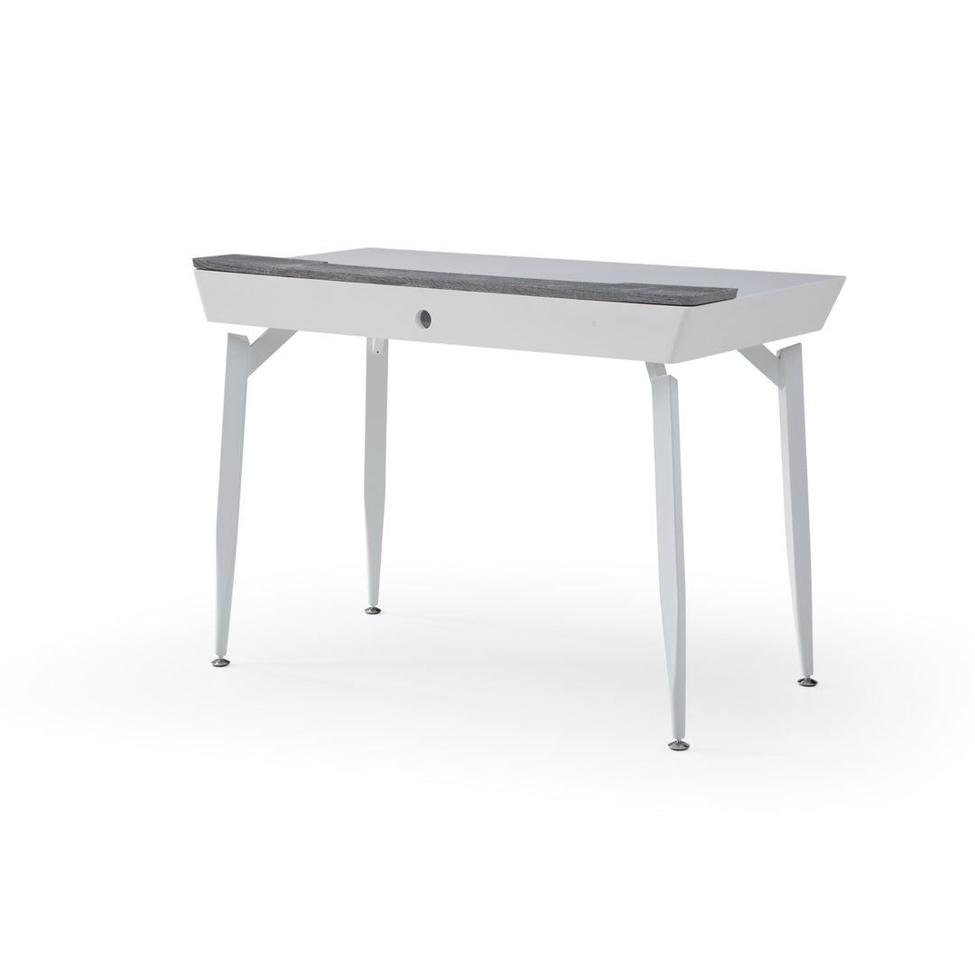 44" White and Gray Writing Desk With Three Drawers