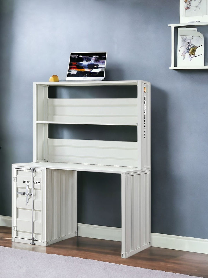 47" White Metal Writing Desk