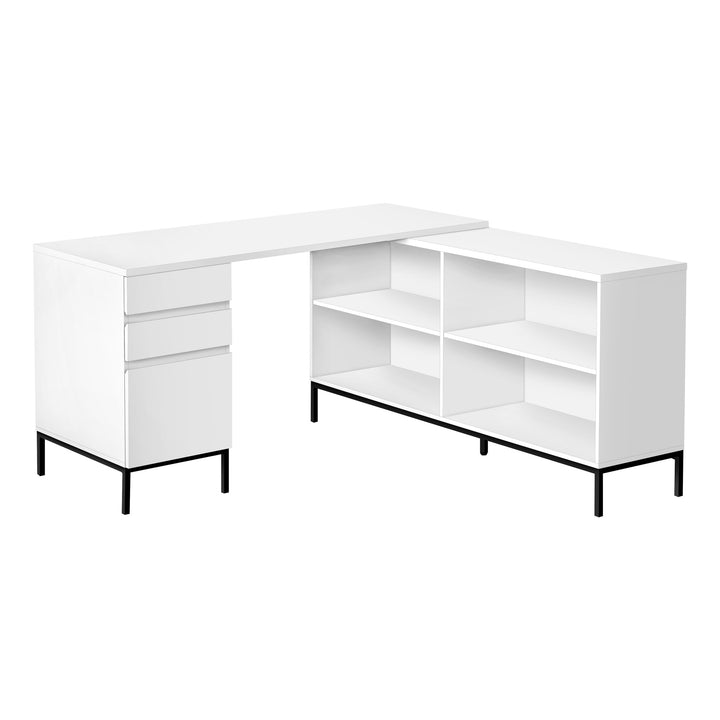 60" White and Black Computer Desk