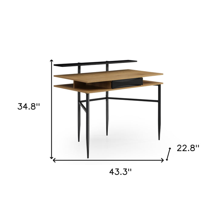 43" Natural and Black Writing Desk