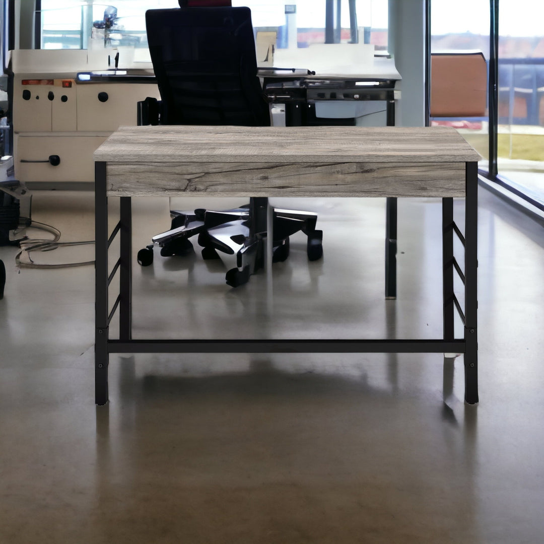 42" Brown and Black Writing Desk With Two Drawers