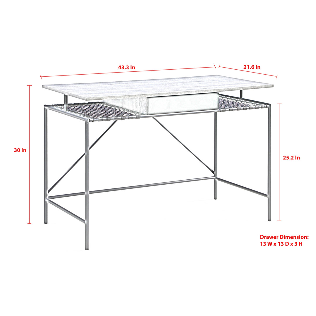 43" Natural and White Writing Desk