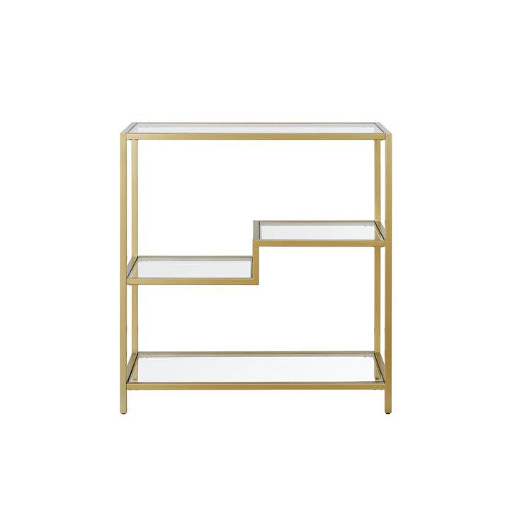 36" Gold Metal And Glass Four Tier Etagere Bookcase