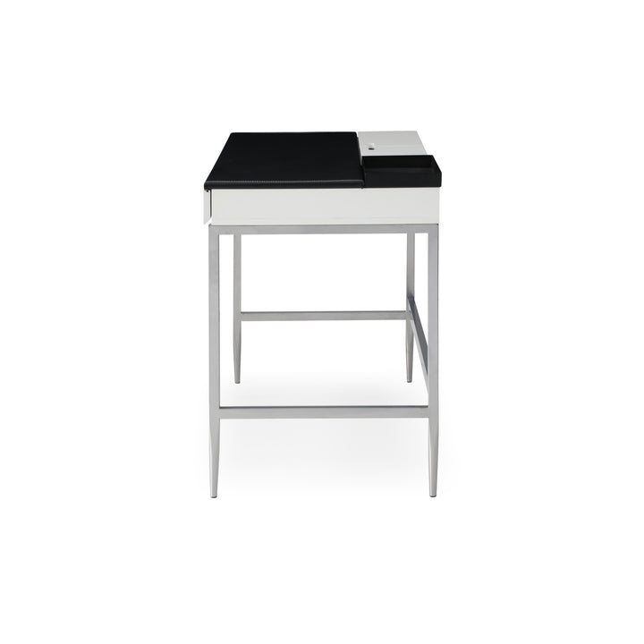 43" Black and Gray L Shape Writing Desk With Two Drawers