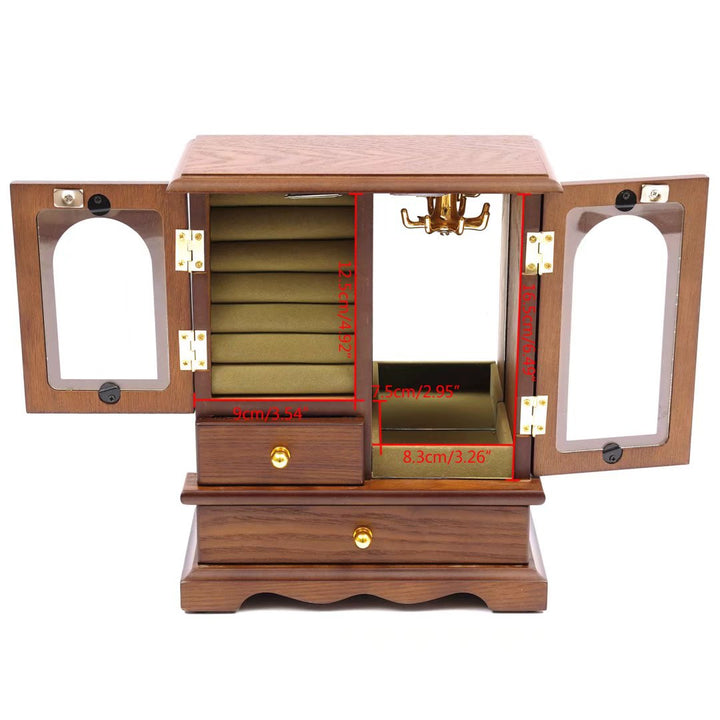 Traditional Brown Mini Jewelry Armoire Storage Cabinet