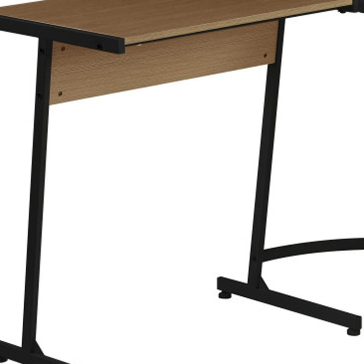 58" Brown and Black L Shape Computer Desk